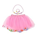 Domybest チュチュスカート 子供服 女の子 夏 ベビー服 ミニスカート 写真服 ダンススカート 赤ちゃん 4層 カラフル ポンポン キッズ 可愛い 萌え 超柔らかい ふんわり 姫様 人気 記念