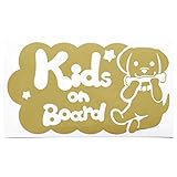 ゴールド（金） 犬 ラブラドール 骨 Kids on board キッズオンボード ステッカー 窓ガラス用シールタイプ 車 戌 干支 動物