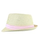 RuffleButts Infant / Toddler Girls Straw Fedora w /ピンクリボン カラー: ホワイト