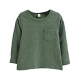 enchante petit(アンシャンテ プティ) キッズ 子供 胸ポケット付もっちりベーシック長袖カットソー≪全12色≫ 130cm #グリーン