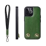 HANATORA for iPhone 14Pro ケース 本革 耐衝撃 ストラップリング スマホケース スマホ ハンドストラップ 付き イタリアンレザー ギフト マグネットなし グリーン TGN-14Pro-Green