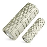 Gruperフォームローラー 筋膜リリース 大小2個セット 筋膜ローラー ストレッチローラー グリッドフォームローラー (グレージュ)