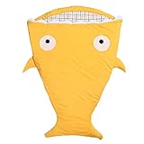 Genda 2Archer(JP) 　可愛い　サメ　ベビー　赤ちゃん　子供用　シュラフ　寝袋　寝具　新生児　お出かけ　秋冬　厚手　暖かい　布団　寒さ対策　8色　プレゼント　祝い (イエロー)