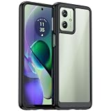 FINON for MOTO G64y 5G 用 ケース MOTO G64 5G 用 ケース カバー スマホケース クリア クリアケース ハイブリッドケース 指紋認証可能モデル 耐衝撃 シンプル (ブラック)
