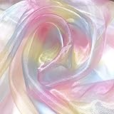 [moonfarm] レインボー オーガンジー 生地 幅140cm 光沢 カラフル 透ける 手芸 衣装 布 (2m)