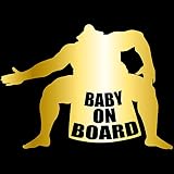 TREZ BABY ON BOARD 相撲 力士 どすこい ステッカー 【BABY IN CAR】 (ミラーゴールド)