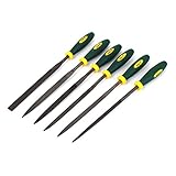 uxcell　ヤスリ　ニードルファイルセット　プラスチックハンドル　スクエア　フラット　ラウンド　三角　4mm x 160mm 　6本入り