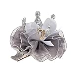 ノーブランド品 女の子　赤ちゃん　パーティー　ファブリック　ヘアクリップ　ヘアピン　クラウン　ボウ　ヘアアクセサリー　髪留め　髪飾り　全4色選べる - グレー