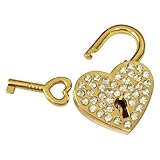diaosnx Mini LoveハートラインストーンPadlock Come Withキー(ゴールド/シルバー) DS-Rhinestone-Lock-2