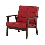 ダークブラウン/合皮レッド ： 1人掛け/クロスステッチ 選べるソファー★noress(ノレス)