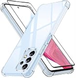 LAYJOY 対応 Galaxy A53 SC-53C/SCG15 ケース ガラスフィルム付き 耐衝撃 透明 ソフトTPU ギャラクシーa53 5G カバー [米軍MIL規格取得 レンズ保護 角保護強化 衝撃吸収]（クリア）
