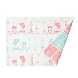 バンビノ 8重ガーゼケット ブランケット 天然 オーガニックコットン ベビーカー お出かけ 出産祝い ギフト 男の子 女の子 (55cm×80cm, 動物園)