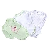 エルフ ベビー(Fairy Baby)ベビーロンパース ボディスーツ 肌着 長袖 春秋用 3枚セット(サイズ：10-12M) [グリンー＋白い２枚]