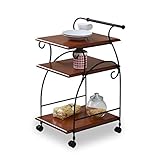 JKプラン ヨーロッパ風 ロートアイアン 家具 キッチンワゴン キャスター 付き スリム 幅41.5 木製 天板 高さ 80 アイアン 脚 ブラック TSIRI0054BK