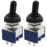 uxcell　トグルスイッチ　ワット防水カバー　　AC 125V 6A オン/オン　2ウェイ DPDT 6ピン端子 2個入り