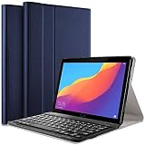 タブレットキーボード Lenovo TAB P10 専用 レザーケース付き ワイヤレスキーボード キーボードケース Bluetooth キーボード LAVIE Tab E TE510/JAW PC-TE510JAW TB-X705F / TB-X705L対応 (ネイビー)