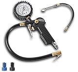 ROZZERMAN エアチャックガン 軍手付き 自動車 バイク 自転車 空気入れ 圧力計 仏 米 転換 アダプター 付 V2