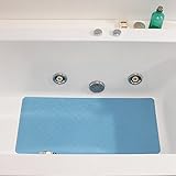 Natural Rubber Mildew Resistant Non Slip Bath Mat 15W x 33L Inches,Fits Any Size Bath Tub (Blue) by 