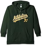 MLB Oakland Athletics Women 's Team Full Zip Fleece Hoodie with Distress Word Mark on Chest、3 x、ダークグ