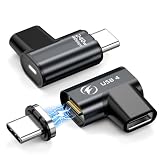HanCenDa USB C 磁気アダプタ 240W、24ピン磁気USB Cアダプタ、USB4 40Gbpsデータ転送付き90度タイプCアダプタ、8K 60Hzビデオ、Thunderbolt 3/4、MacBook Pro/Air、iPhone 15エルボ、2パック