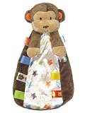 Taggies Monkey Plush Security Blanket with Rattle Monkey Head and Satin Backside by Taggies - Brown 