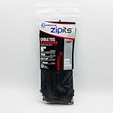 Cambridge ZipIts 100 pcs- 8 " 75ポンド引張強度、標準Dutyナイロンケーブルタイ、UVブラック