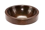 Premier Copper Products VR17SKDB Round Skirted Vessel Hammered Copper Sink, Oil Rubbed Bronze [並行輸入品