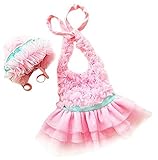 9402子供水着　女児　女の子用ワンピース水着　ベビー水着キッズみずぎ　スイミング ウェア　ジュニア　小学生 (S, ピンク)