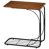 不二貿易 サイドテーブル レアル 高さ55cm アイアンスチールxウッド ブラウン 10845