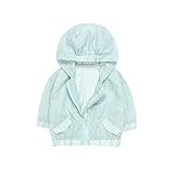 mikistory キッズ　UVカット　長袖ラッシュガード　アウター　羽織　夏　男の子女の子　軽量薄手 ブルー 90cm