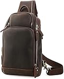 MSKA ボディバッグ メンズ 本革 牛革 USB ポート 大容量 iPad収納 人気 ワンショルダー 斜め掛け レザー (ダークブラウン)