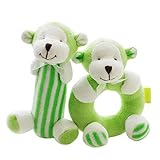 2pcs Baby Plush Soft Toy Baby Rattles Ring Rattle Hand Grasp Rattle、Monkey
