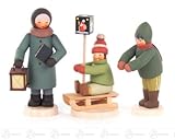 クリスマスのミニチュア Metteng?nger の祖父および 2 人の子供は、 x の深さ 4 cmx7 cmx2,5 cm の鉱石山のクリスマス図木図の 4 つの (1998 年の) 幅 X の高
