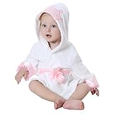 ベビーバスローブ フード付き 動物柄 かわいい バスタオル 子ども ポンチョ コットン アニマル スタイル タオル 出産祝い (ホワイト)