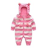 Hzjundasi 新生児 男の子 女の子 可愛い ニット 赤ちゃん防風 赤ちゃん 幼児 ロンパース フード付き 防寒 コットン アウターウェア 長袖 秋冬 出産祝い 衣装