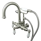 Kingston Brass CC3017T8 Vintage 3-3/8-Inch Center Wall Mount Leg Tub Filler, Satin Nickel [並行輸入品]