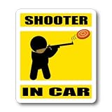 わーるどくらふと クレー射撃・SHOOTER IN CAR ステッカー（きいろ） 車に乗ってます おもしろ シール