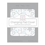 SwaddleDesigns 2-Layer Cotton Muslin Changing Pad Cover Pastel Blue & Sterling Starshine Shimmer [並行