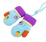 文字列[ストロベリー] 1ペアでブルーユニセックスベビー冬の手袋のミトン