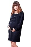 Sweet Mommy ドルマン授乳チュニック やわらかニット フロントボタン 大人可愛い 杢入りカラー ママワンピ 春 秋 冬 産前産後 授乳服 マタニティ／ネイビー／F