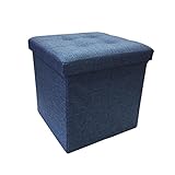 デニム調収納スツール 正方形 (ブルー)