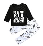 (ビグッド)Bigood 赤ちゃん ベビー服 上下 2点セット 可愛い 男の子 女の子 Ｔシャツ＋ロングパンツ 上下 セットアップ 出産祝い（ブラック・100）