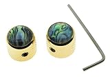 Dopro 2pcs Gold Tele Telecaster Abalone Top Guitar Dome Knobs Bass Knobs with Set Screw and Wrench [