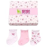Minene Baby Infant Toddler Kids Gift Set of 3 Girls Socks (0 to 6 Months) by Minene