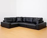 (DORIS) コーナーソファ ローソファ 【ボーテコーナー ブラック】 レザータイプ 極厚クッション ロータイプソファ (KIC)