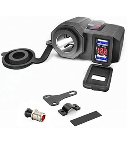 Amazon | Yiteng バイク USB電源 充電器 USB2ポート 3.1A 電圧計付 ON