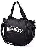 [Lelotte] マザーズバッグ 大容量 ショルダー トートバッグ レディース 斜めがけ トート 通勤 通学 旅行 男女兼用 (ブルックリン-BLACK)