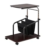 多機能マルチソファサイドテーブルワゴン　ブラウン色