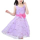 Ruideng ガールズサマープリンセスドレススカートノースリーブのドレス ワンピースのスカートのドレスチュチュの公演発表会 結婚式 入園式 演奏会 (160cm, パープル)