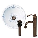 【Matilda】ベルタワー・クラシック（ブロンズ）×Mラウンド（オールドイングランド）蛇口 手洗器 3点セット